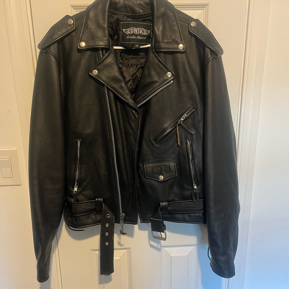 Unik Men's Black Leather Motorcycle Jacket